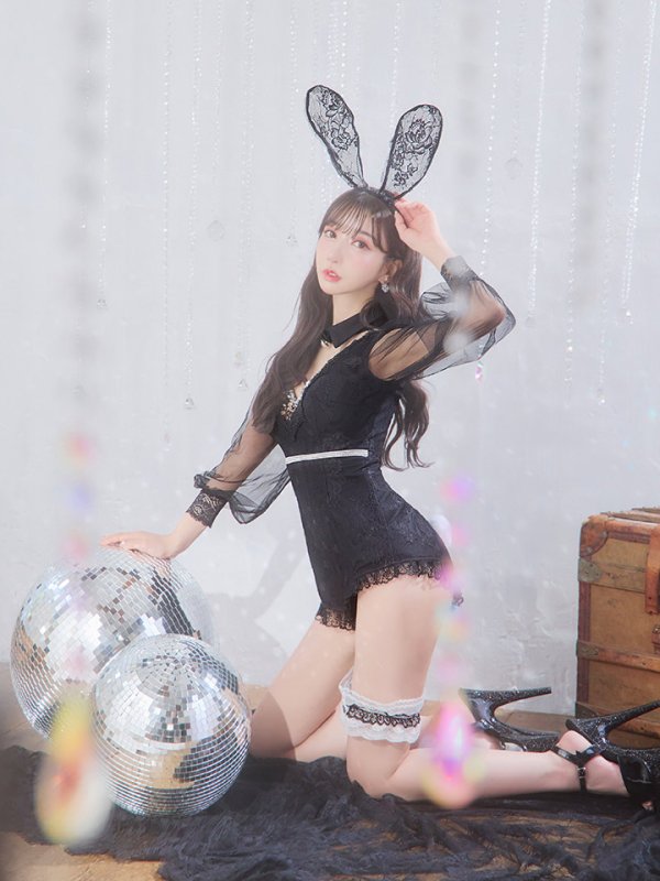 画像6: 【ハロウィン】 レースバニーオールインワン 【コスプレ5点セット】【S-Lサイズ/3カラー】[OF01] (6)