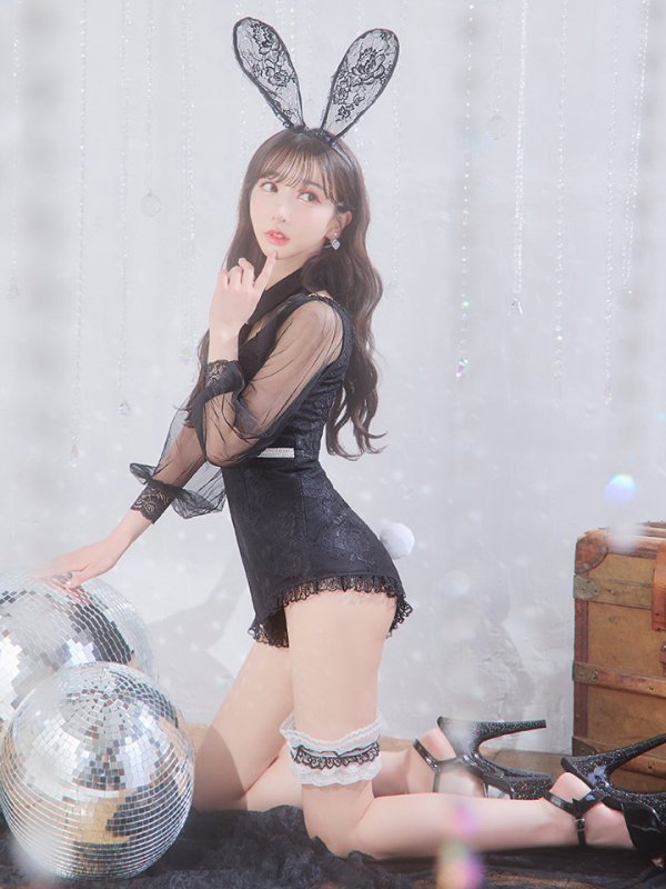 画像9: 【ハロウィン】 レースバニーオールインワン 【コスプレ5点セット】【S-Lサイズ/3カラー】[OF01] (9)