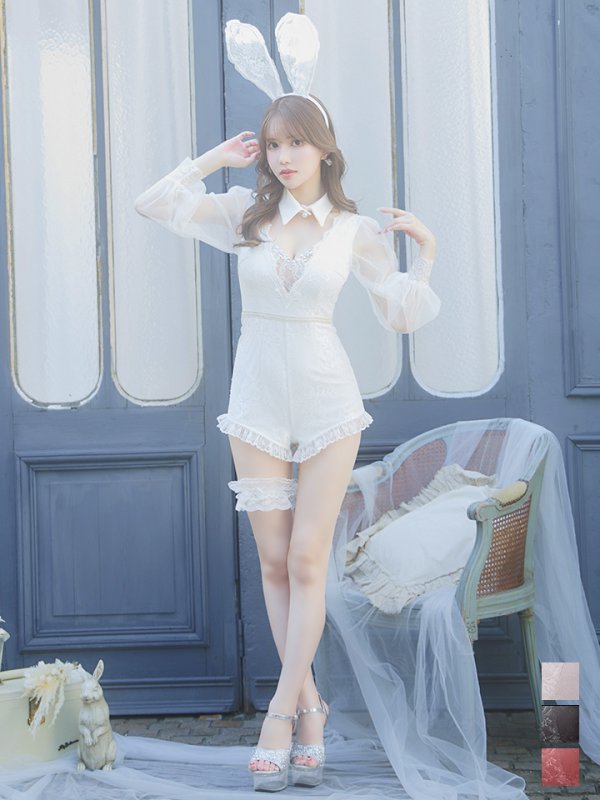 画像2: 【ハロウィン】 レースバニーオールインワン 【コスプレ5点セット】【S-Lサイズ/3カラー】[HC03] (2)