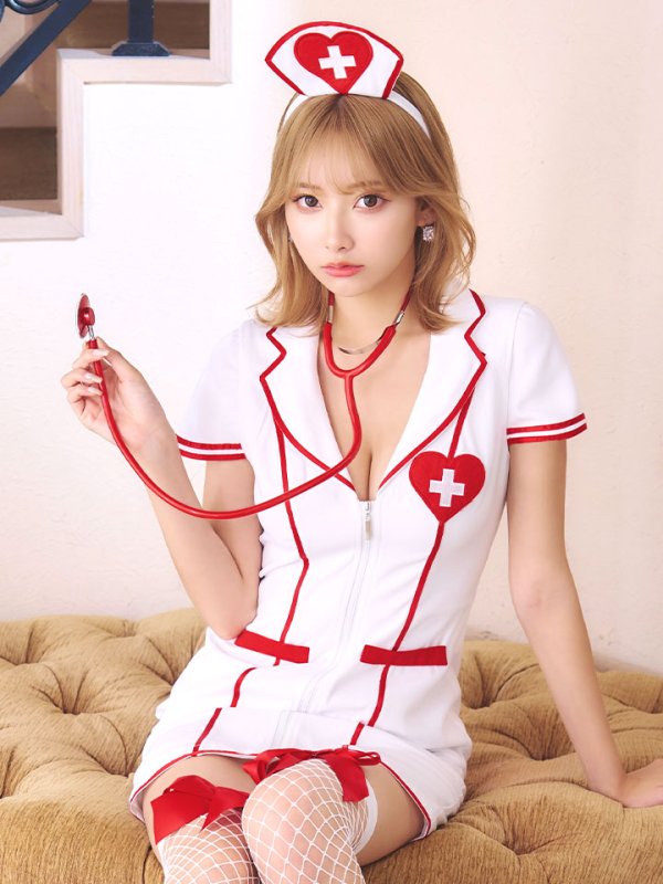 画像1: 【ハロウィン】 ジップナース 【コスプレ4点セット】【S-Mサイズ/1カラー】(CH01)[HC03] (1)