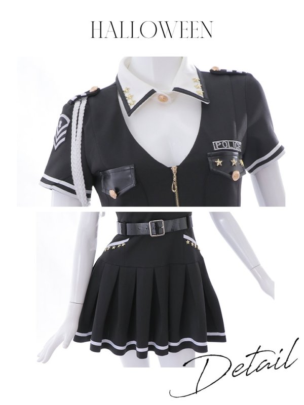 画像19: 【ハロウィン】ポリスフレアワンピース【コスプレ5点セット】【S-XLサイズ】(HC06-SV)[HC03-Bg] (19)