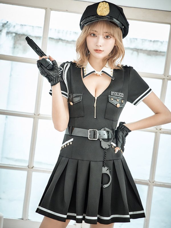 画像2: 【ハロウィン】ポリスフレアワンピース【コスプレ5点セット】【S-XLサイズ】(HC06-SV)[HC03-Bg] (2)