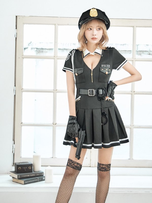 画像3: 【ハロウィン】ポリスフレアワンピース【コスプレ5点セット】【S-XLサイズ】(HC06-SV)[HC03-Bg] (3)