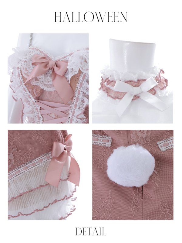 画像45: 【即日発送】【ハロウィン】パールチェーンレースバニーガール【コスプレ7点セット】【S-Lサイズ/3カラー】[OF01] (45)