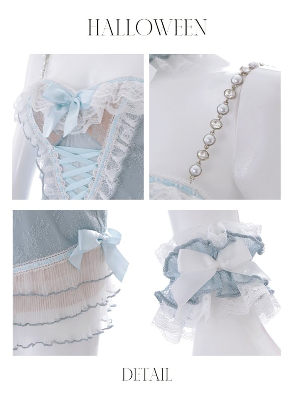 画像41: 【即日発送】【ハロウィン】パールチェーンレースバニーガール【コスプレ7点セット】【S-Lサイズ/3カラー】[OF01] (41)