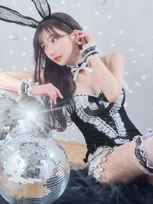 画像36: 【即日発送】【ハロウィン】パールチェーンレースバニーガール【コスプレ7点セット】【S-Lサイズ/3カラー】[OF01] (36)