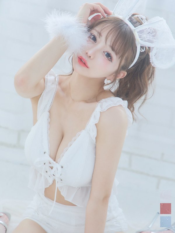 画像2: 【SALE!!】【即日発送】【ハロウィン】 フリルレースバニーセットアップ 【コスプレ6点セット】 【S-Mサイズ/3カラー】[OF01] (2)