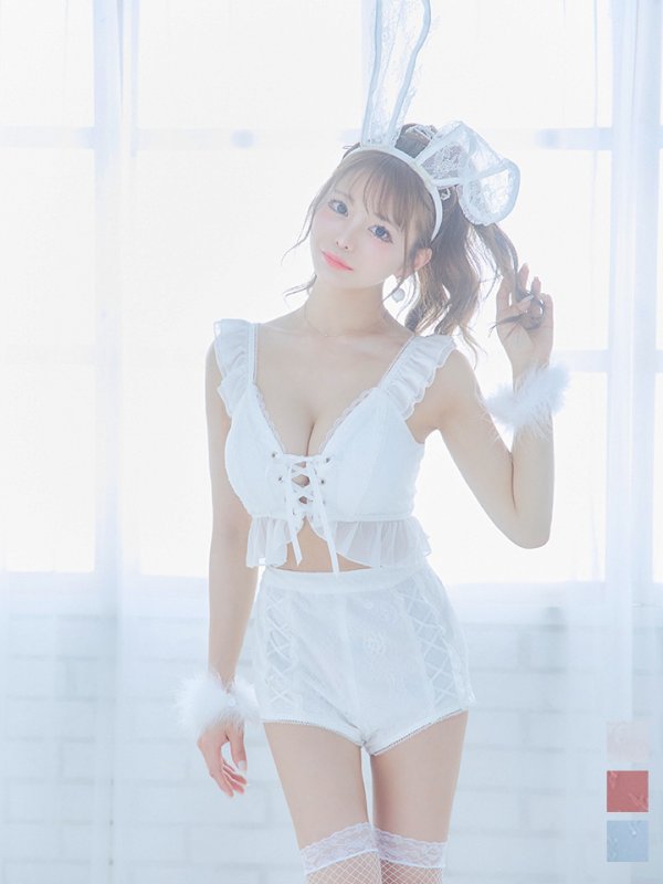 画像3: 【SALE!!】【即日発送】【ハロウィン】 フリルレースバニーセットアップ 【コスプレ6点セット】 【S-Mサイズ/3カラー】[OF01] (3)