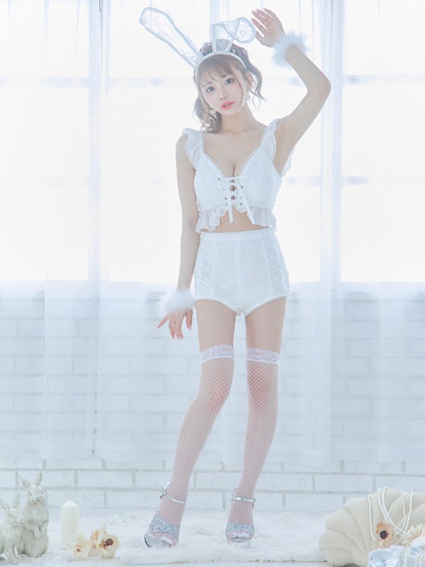 画像5: 【SALE!!】【即日発送】【ハロウィン】 フリルレースバニーセットアップ 【コスプレ6点セット】 【S-Mサイズ/3カラー】[OF01] (5)