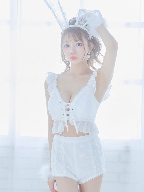 画像12: 【SALE!!】【即日発送】【ハロウィン】 フリルレースバニーセットアップ 【コスプレ6点セット】 【S-Mサイズ/3カラー】[OF01] (12)