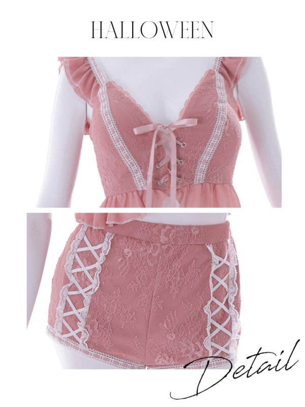 画像40: 【SALE!!】【即日発送】【ハロウィン】 フリルレースバニーセットアップ 【コスプレ6点セット】 【S-Mサイズ/3カラー】[OF01] (40)