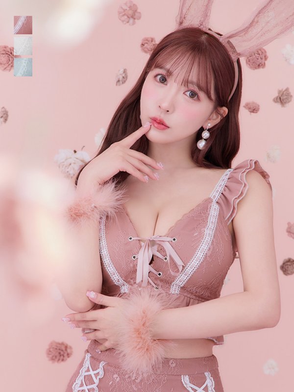 画像3: 【SALE!!】【即日発送】【ハロウィン】 フリルレースバニーセットアップ 【コスプレ6点セット】 【S-Mサイズ/3カラー】[OF01] (3)