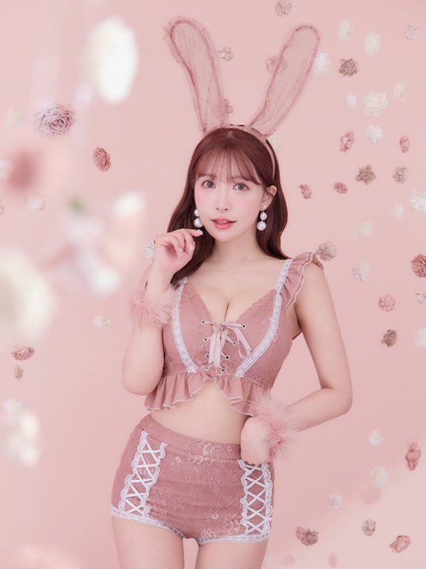 画像4: 【SALE!!】【即日発送】【ハロウィン】 フリルレースバニーセットアップ 【コスプレ6点セット】 【S-Mサイズ/3カラー】[OF01] (4)