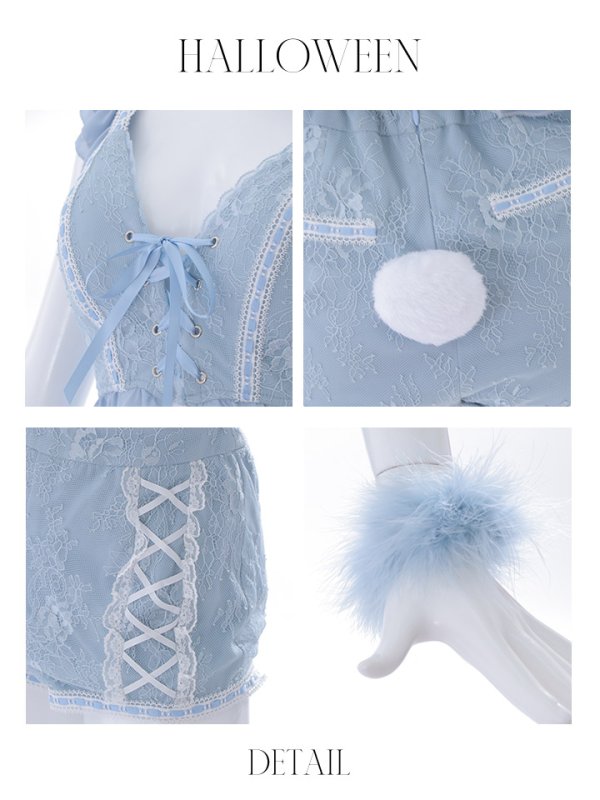 画像46: 【SALE!!】【即日発送】【ハロウィン】 フリルレースバニーセットアップ 【コスプレ6点セット】 【S-Mサイズ/3カラー】[OF01] (46)