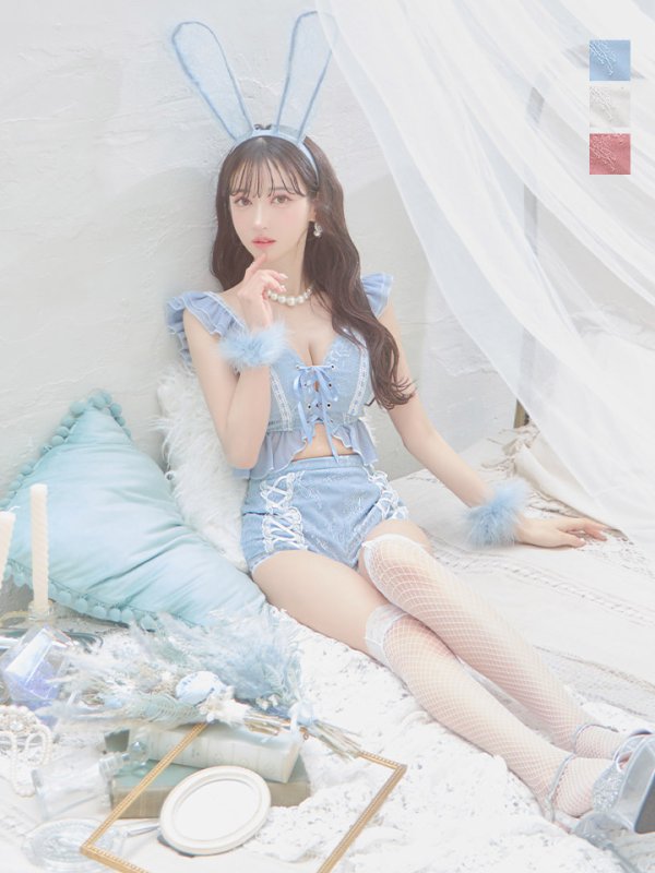 画像24: 【SALE!!】【即日発送】【ハロウィン】 フリルレースバニーセットアップ 【コスプレ6点セット】 【S-Mサイズ/3カラー】[OF01] (24)