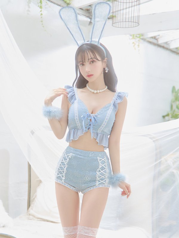 画像25: 【SALE!!】【即日発送】【ハロウィン】 フリルレースバニーセットアップ 【コスプレ6点セット】 【S-Mサイズ/3カラー】[OF01] (25)