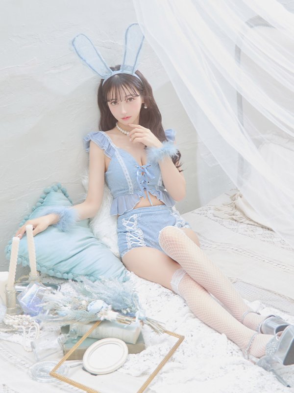 画像29: 【SALE!!】【即日発送】【ハロウィン】 フリルレースバニーセットアップ 【コスプレ6点セット】 【S-Mサイズ/3カラー】[OF01] (29)