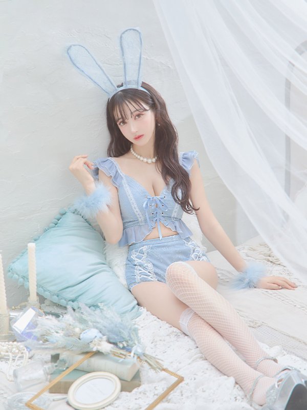 画像32: 【SALE!!】【即日発送】【ハロウィン】 フリルレースバニーセットアップ 【コスプレ6点セット】 【S-Mサイズ/3カラー】[OF01] (32)