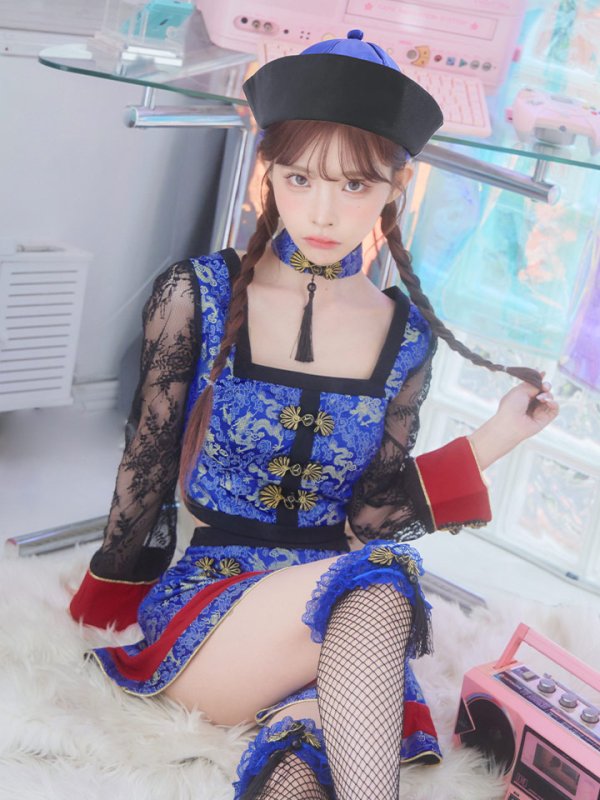 画像2: 【SALE!!】【即日発送】【ハロウィン】緩苺ちゃん着用  セットアップキョンシー【コスプレ5点セット】【S-Mサイズ/1カラー】(SE01YN)[HC03] (2)