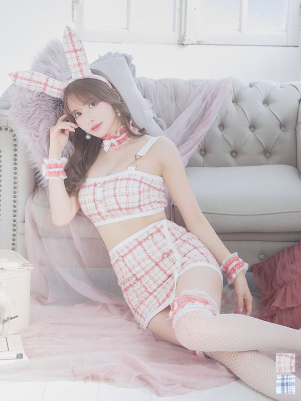 画像3: 【SALE!!】【即日発送】【ハロウィン】 ツイードバニーラップススカートセットアップコスプレ【コスプレ7点セット】【S-Mサイズ/2カラー】[HC03] (3)