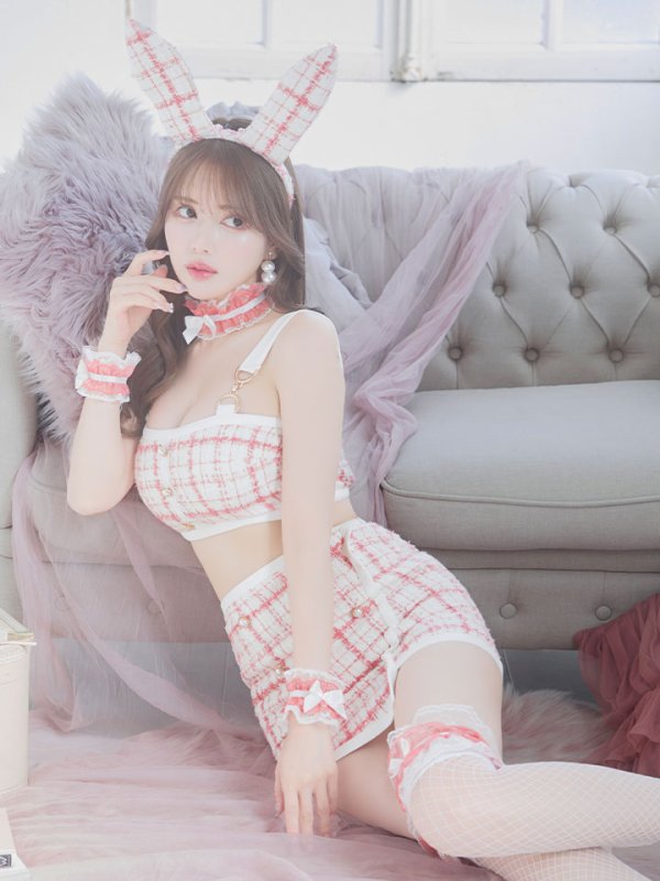 画像9: 【SALE!!】【即日発送】【ハロウィン】 ツイードバニーラップススカートセットアップコスプレ【コスプレ7点セット】【S-Mサイズ/2カラー】[HC03] (9)