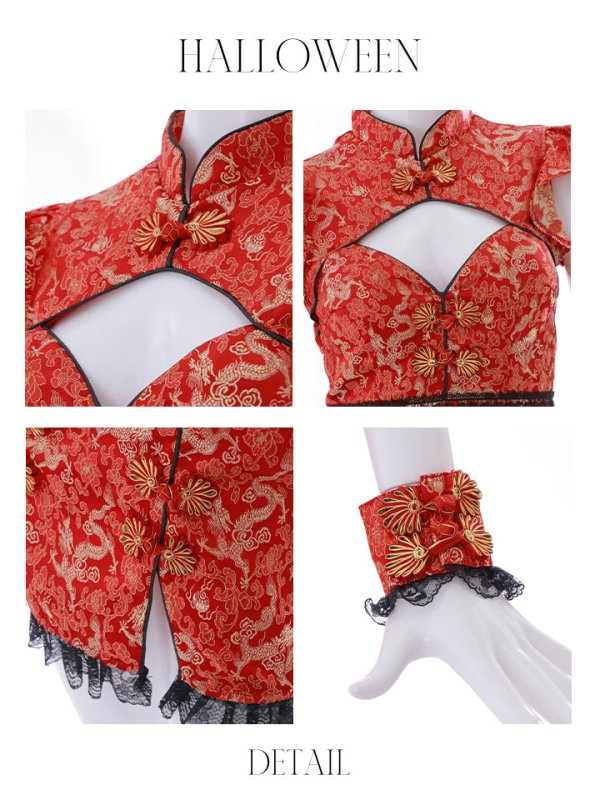 画像30: 【即日発送】【ハロウィン】 スリットミニチャイナ 【コスプレ3点セット】【XS-Lサイズ/3カラー】(SE01YN)[OF04] (30)