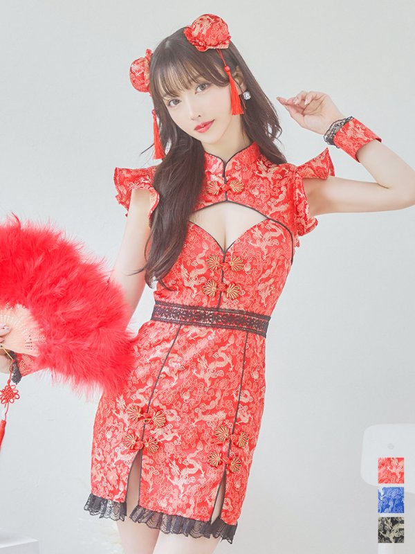 画像3: 【即日発送】【ハロウィン】 スリットミニチャイナ 【コスプレ3点セット】【XS-Lサイズ/3カラー】(SE01YN)[OF04] (3)