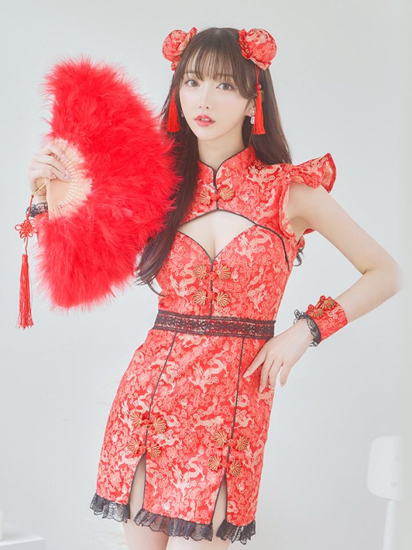 画像4: 【即日発送】【ハロウィン】 スリットミニチャイナ 【コスプレ3点セット】【XS-Lサイズ/3カラー】(SE01YN)[OF04] (4)