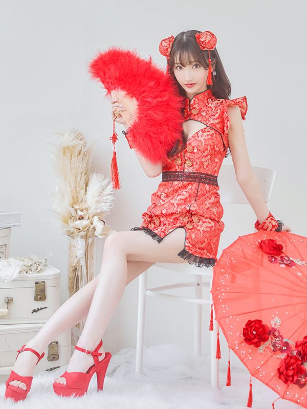 画像6: 【即日発送】【ハロウィン】 スリットミニチャイナ 【コスプレ3点セット】【XS-Lサイズ/3カラー】(SE01YN)[OF04] (6)