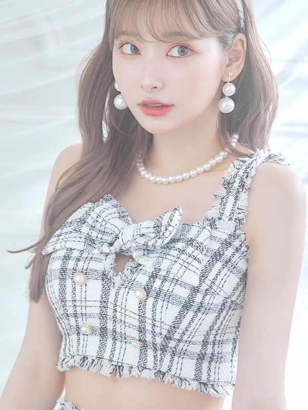 画像14: 【SALE!!】【即日発送】【ハロウィン】ツイードバニーリボンセットアップ（パンツ）【コスプレ6点セット】 【XS-Mサイズ/2カラー】[OF04] (14)