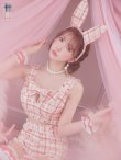 画像4: 【即日発送】【ハロウィン】ツイードバニーリボンセットアップ（パンツ）【コスプレ6点セット】 【XS-Mサイズ/2カラー】[YMT] (4)
