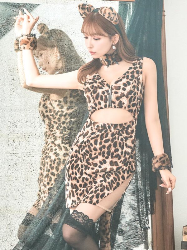 画像4: 【SALE!!】【即日発送】【ハロウィン】 レオパードキャット/豹柄猫 【コスプレ5点セット】 【S-Mサイズ】[OF01] (4)