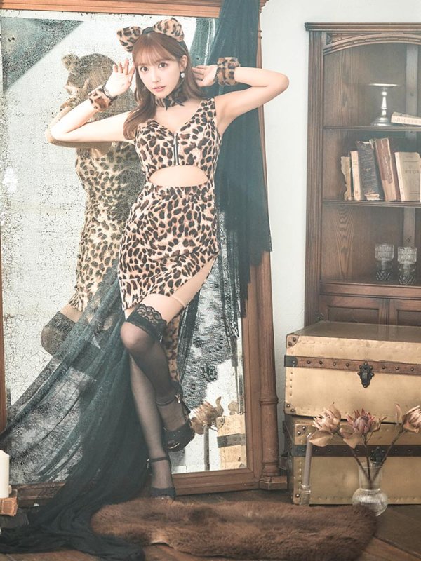 画像6: 【SALE!!】【即日発送】【ハロウィン】 レオパードキャット/豹柄猫 【コスプレ5点セット】 【S-Mサイズ】[OF01] (6)