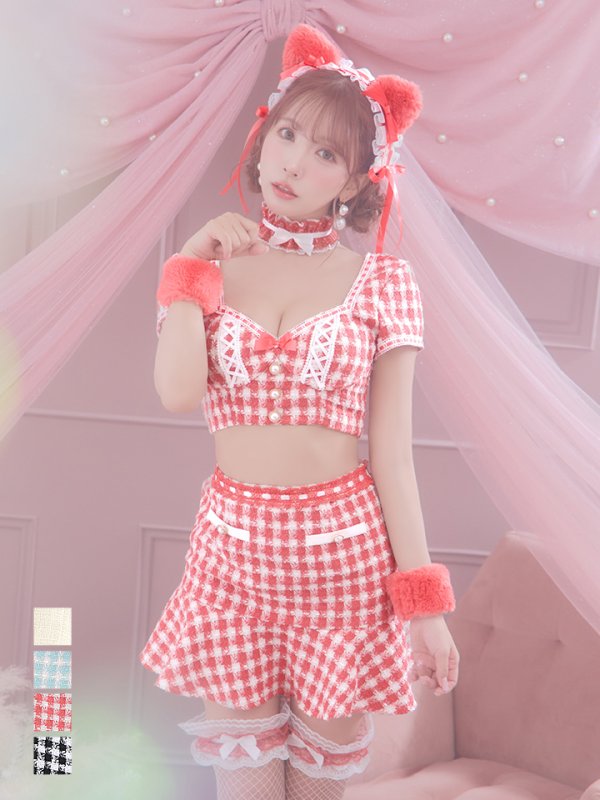 画像19: 【SALE!!】【即日発送】【ハロウィン】門りょうちゃん着用ツイードキャットセットアップ 【コスプレ6点セット】 【XS-Mサイズ/4カラー】[OF04] (19)