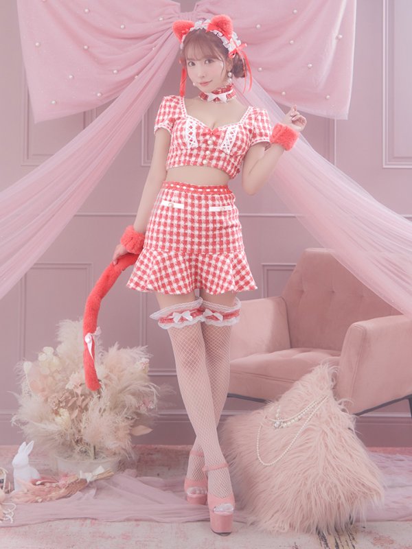 画像23: 【SALE!!】【即日発送】【ハロウィン】ツイードキャットセットアップ 【コスプレ6点セット】 【XS-Mサイズ/4カラー】[OF04] (23)