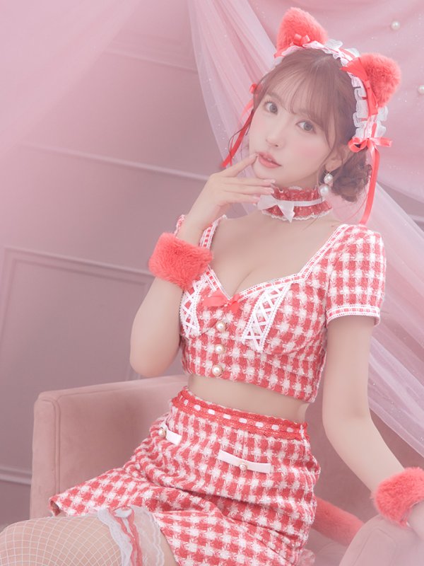 画像11: 【SALE!!】【即日発送】【ハロウィン】ツイードキャットセットアップ 【コスプレ6点セット】 【XS-Mサイズ/4カラー】[OF04] (11)