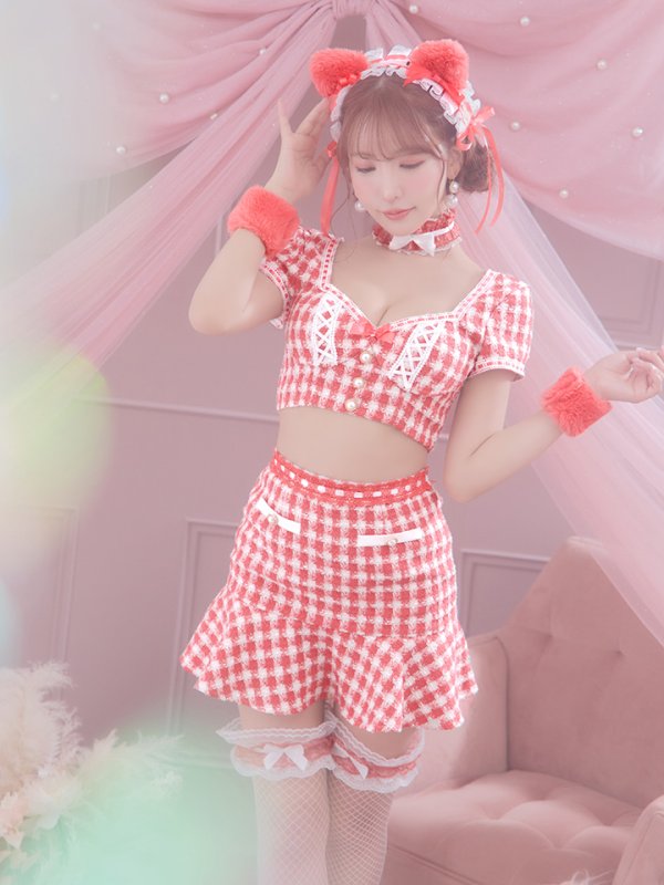 画像13: 【SALE!!】【即日発送】【ハロウィン】ツイードキャットセットアップ 【コスプレ6点セット】 【XS-Mサイズ/4カラー】[OF04] (13)