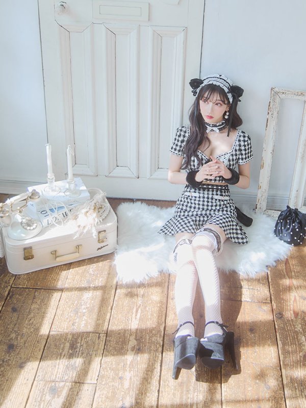 画像13: 【SALE!!】【即日発送】【ハロウィン】ツイードキャットセットアップ 【コスプレ6点セット】 【XS-Mサイズ/4カラー】[OF04] (13)