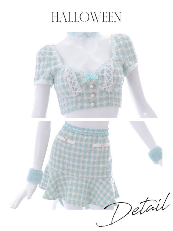 画像37: 【SALE!!】【即日発送】【ハロウィン】ツイードキャットセットアップ 【コスプレ6点セット】 【XS-Mサイズ/4カラー】[OF04] (37)