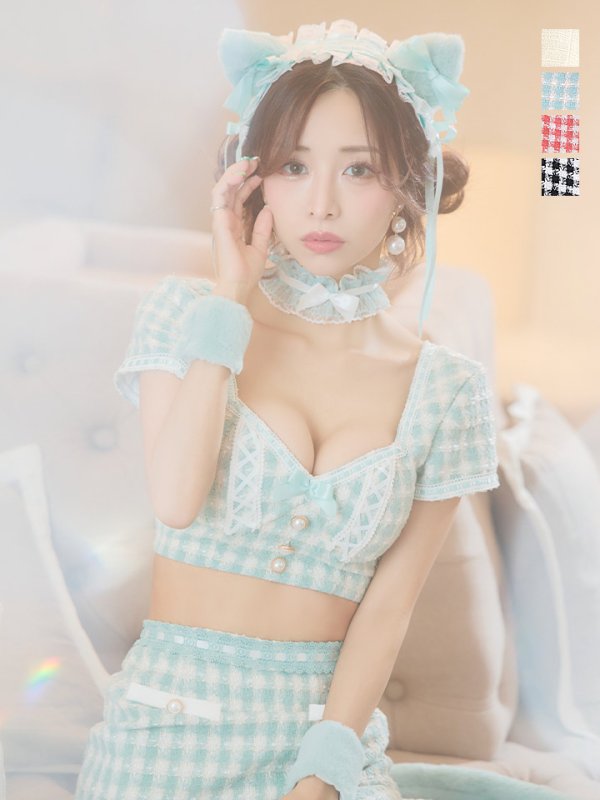 画像17: 【SALE!!】【即日発送】【ハロウィン】ツイードキャットセットアップ 【コスプレ6点セット】 【XS-Mサイズ/4カラー】[OF04] (17)