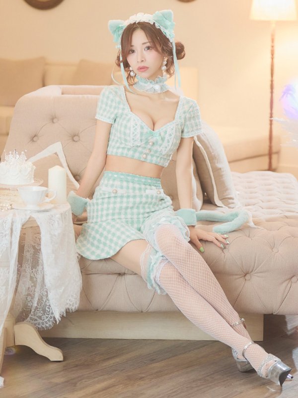 画像12: 【SALE!!】【即日発送】【ハロウィン】門りょうちゃん着用ツイードキャットセットアップ 【コスプレ6点セット】 【XS-Mサイズ/4カラー】[OF04] (12)