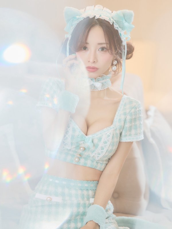 画像14: 【SALE!!】【即日発送】【ハロウィン】門りょうちゃん着用ツイードキャットセットアップ 【コスプレ6点セット】 【XS-Mサイズ/4カラー】[OF04] (14)