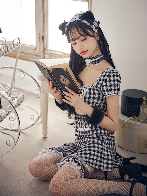 画像11: 【SALE!!】【即日発送】【ハロウィン】ツイードキャットセットアップ 【コスプレ6点セット】 【XS-Mサイズ/4カラー】[OF04] (11)