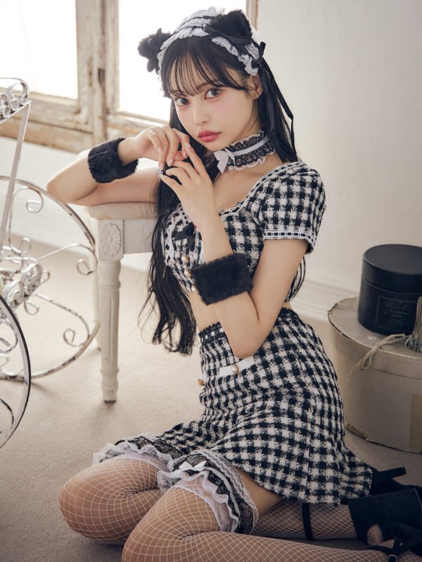 画像3: 【SALE!!】【即日発送】【ハロウィン】ツイードキャットセットアップ 【コスプレ6点セット】 【XS-Mサイズ/4カラー】[OF04] (3)