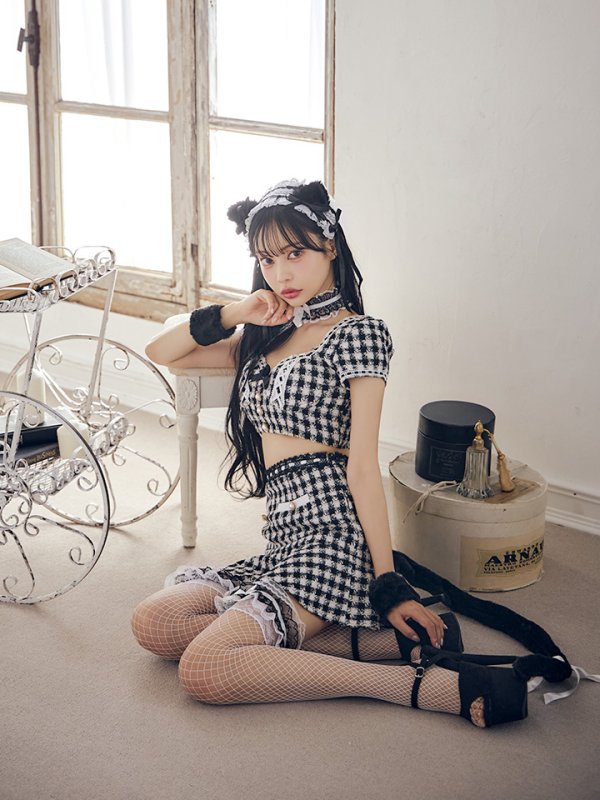 画像5: 【SALE!!】【即日発送】【ハロウィン】ツイードキャットセットアップ 【コスプレ6点セット】 【XS-Mサイズ/4カラー】[OF04] (5)
