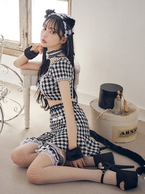 画像8: 【SALE!!】【即日発送】【ハロウィン】ツイードキャットセットアップ 【コスプレ6点セット】 【XS-Mサイズ/4カラー】[OF04] (8)
