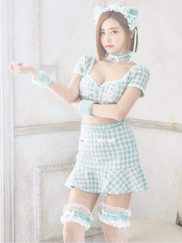 画像9: 【SALE!!】【即日発送】【ハロウィン】ツイードキャットセットアップ 【コスプレ6点セット】 【XS-Mサイズ/4カラー】[OF04] (9)
