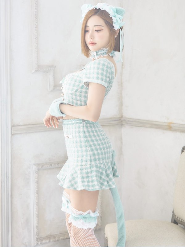 画像11: 【SALE!!】【即日発送】【ハロウィン】ツイードキャットセットアップ 【コスプレ6点セット】 【XS-Mサイズ/4カラー】[OF04] (11)