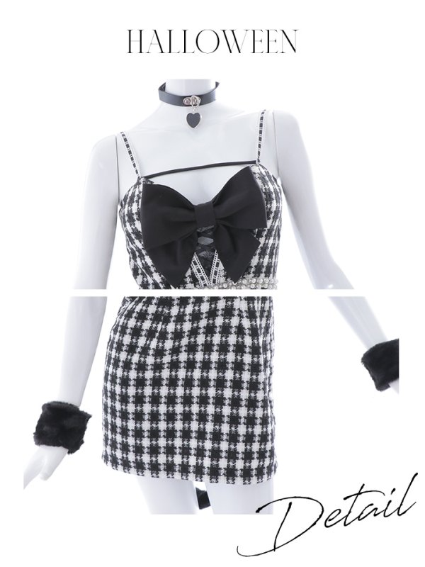 画像19: 【SALE!!】【即日発送】【ハロウィン】 ツイードキャットキャミ 【コスプレ5点セット】【S-Mサイズ/1カラー】[HC03] (19)