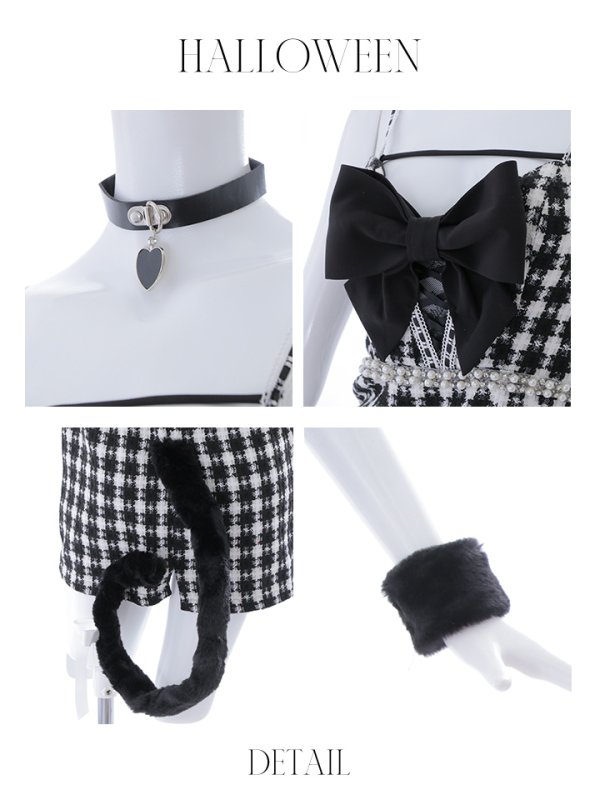 画像20: 【SALE!!】【即日発送】【ハロウィン】 ツイードキャットキャミ 【コスプレ5点セット】【S-Mサイズ/1カラー】[HC03] (20)